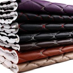 several different colored leathers are stacked on top of each other, with the words thick 0 7m