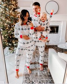 During this festive season, slip into our Family Matching Christmas Pajama Set and immerse yourself in the magical holiday spirit! Featuring charming snowflake and reindeer patterns, these two-piece pajamas bring warmth and comfort to those chilly winter nights. Perfect for family photos by the Christmas tree or cozy evenings by the fireplace. 🎅🦌 This matching set includes a long-sleeve top and pants, ideal for men, women, and little ones, making those year-end moments even more memorable! Two Matching Family Christmas Pjs, Family Matching Pjs, Family Matching Pajamas, Christmas Pajamas Kids, Christmas Pyjamas, Holiday Pjs, Family Matching Christmas, Family Pajama Sets, Christmas Jammies