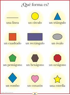 a poster with different shapes and words in spanish on the bottom right hand corner, which includes