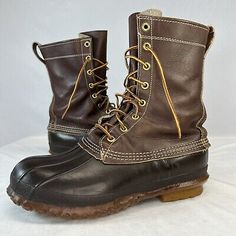 LL BEAN Duck Boots Mens Size 7 Maine Hunting Shoe Vintage Made In USA Insulated | eBay Hunting Shoes, Vintage Oiled Leather Work Boots With Snip Toe, Llbean Boots, Vintage Outdoor Boots Goodyear Welted, Brown Lace-up Work Boots For Hunting, Ll Bean Duck Boots, Womens Duck Boots, Bean Boots, Waterproof Shoes