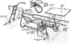 an old bicycle with parts labeled in the diagram above it and instructions on how to use it