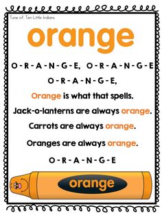 an orange poster with the words orange in different font and colors, on top of each other