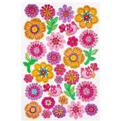 an assortment of colorful flowers on a white background