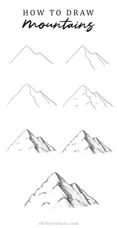 three mountains with the words how to draw mountains