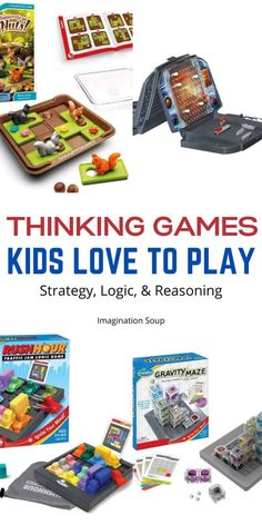 the cover of thinking games for kids love to play strategy, logics and reasoning