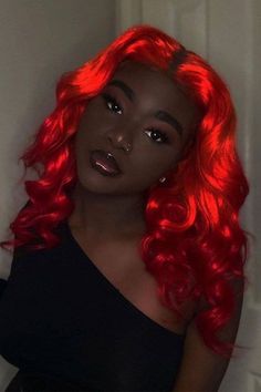 Hair Colorful, Dark Skin Beauty, Red Wigs, Colored Wigs, Brazilian Human Hair, Baddie Hairstyles, Black Girls Hairstyles, Aesthetic Hair, 100 Human Hair