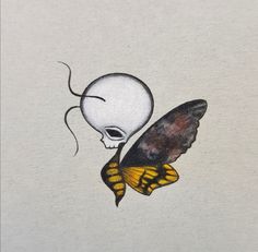 a drawing of a butterfly with a skull on it's back