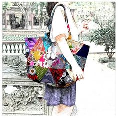 Color printed patchwork casual shoulder bag Tote bag - IFAUN Colorful Patchwork Shoulder Bag For Daily Use, Colorful Patchwork Shoulder Bag For Everyday Use, Colorful Patchwork Bags For Daily Use, Daily Use Fabric Shoulder Bag With Patchwork, Multicolor Fabric Tote Canvas Bag, Fabric Patchwork Shoulder Bag For Daily Use, Canvas Patchwork Shoulder Bag For Daily Use, Multicolor Canvas Tote Bag, Fabric Patchwork Shoulder Bag For Travel