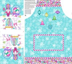 an apron pattern is shown in the shape of a christmas ornament with ornaments hanging from it