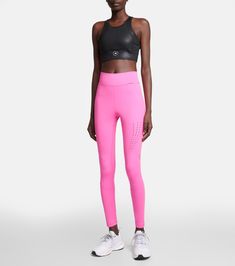 Adidas by Stella McCartney - High-rise leggings | Mytheresa Sporty Compressive Seamless Pants, Sporty Compression Tights With Seamless Construction, Sporty Seamless Elastane Pants, Sporty Seamless Fitted Leggings, Seamless Fitted Sporty Leggings, Sporty Fitted Seamless Leggings, Sporty Compression Seamless Leggings, Sporty Compressive Training Leggings, Sporty Compressive Leggings For Training