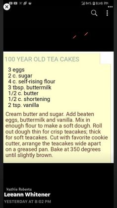 the recipe for iced tea cakes is shown in this screenshote screen graber