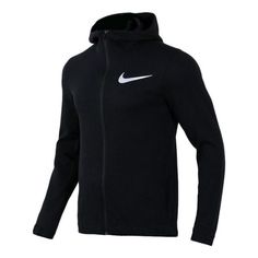 Nike large swoosh zipped hooded jacket 'Black' 925613-010 (Men's/Zipper/Solid Color) Nike Winter Outerwear For Light Sports, Nike Outerwear For Light Sports In Winter, Nike Moisture-wicking Hooded Jacket For Streetwear, Nike Winter Hoodie For Light Sports, Black Hooded Windbreaker For Sports Season, Winter Track Jacket With Hoodie For Light Sports, Nike Light Sports Outerwear With Drawstring Hood, Nike Long Sleeve Outerwear For Light Sports, Sportswear Hooded Jacket With Double-lined Hood For Light Sports