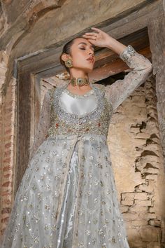 Royal Bridal Lehenga with Front Open Long Frock Dress Front Open Frock Designs, Long Frock Dress, Frock Pakistani, Bridal Frock, Pakistani Bridal Dress, Latest Bridal Lehenga, Long Frock, Pakistani Wedding Dress, Frock Dress