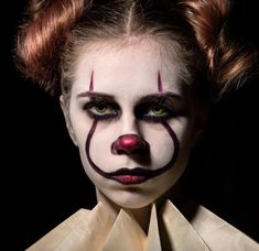 It Clown Halloween Makeup Nem Halloween Makeup, Creepy Clown Makeup, Clown Face Paint, Halloween Make-up Looks, Makeup Cantik, Scary Clown Makeup