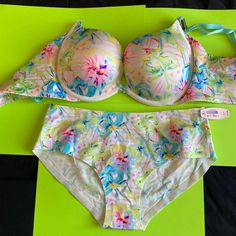 Acquired This Set When I Worked There In 2012z New With Tags. Nice Wide Side Band In Bra. Seamless Panties. Perfect For A Tropical Getaway. Bra Is 34c And Push Up With Wide Side Band. Panties Are Hip-Hugger Culottes Seamless. Please Message Me With Any Questions. They Don’t Make Them Like This Anymore! Stretch Multicolor Bra, Fitted Multicolor Intimate Briefs, Victoria's Secret Fitted Summer Sets, Fitted Victoria's Secret Summer Sets, Seamless Panties, Tropical Getaways, Victoria Secret Bras, Bras And Panties, Bra Set