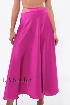 Lasaky - Elegantly Styled Satin A-Line Midi Dress with Unique Irregular Design Skirt Skirt, Types Of Skirts, A Line Skirt, Skirt Length, Long Skirt, A Line Skirts, A Line, Midi Dress, Satin