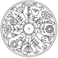 a coloring page with flowers and leaves in the center, on top of a white background