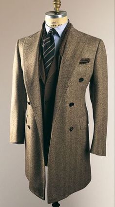 Long Tweed Coat, Cesare Attolini, Tweed Coat, Suit And Tie, Fashion Mode