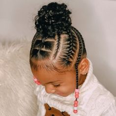 Children Cornrow Hairstyles Natural Kids, Black Baby Girl Hairstyles, Braids Beads, Kids Curly Hairstyles, Toddler Hairstyles