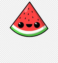 a cartoon watermelon slice with eyes on it's face, transparent background