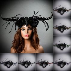 This Raven Skull Gothic Demon headband with Long Horn is great for your Gothic Demon costume, with the 5.5 inches flexible headband it can fit most adults. Even with both large horns, the headband's total weight ~9oz you can wear this comfortably to your party without too much weight on your head.   Feature: Material: Plastic Resin and hand painted Style: Demon Gothic Hair Accessories Occasion: Halloween Party, Costume Party, Masquerade Dress up Party. Size: 18 x 11 x 7 Inches Headband: One Size Maskerade Dress, Rose Halloween Costume, Gothic Hair Accessories, Dress Piece, Masquerade Dress, Demon Costume, Rosé Halloween, Gothic Hair, Long Horn