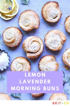 lemon lavender morning buns on a blue background