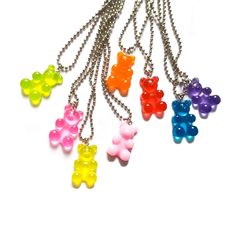 PRICES MAY VARY. Design:Cute mini resin gummy bear jewelry,which can match your different colors skirt,dresses,shirts,coats to present different styles. Material:Made with metal alloy,resin,safe material,no harm to your body. What You Get:You will get 6-8pcs bear necklace,cute mini gummy bear pendant necklace,multi-colors,suit for young women,linked by lobster closure,easy to wear and take off. Perfert Gifts:Colorful animal necklace can be an excellent gift to give mom,wife, best friend or a spe Gummy Bear Necklace, Jelly Bear, Jelly Bears, Kawaii Jewelry, Bear Necklace, Bear Pendant, Gummy Bear, Pet Necklace, Birthday Jewelry Gift