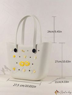 Bird in Bag - Womens Shoulder Bag - Lightweight and Portable Beach Bag with Age Capacity, Perfect for Beach Vacations and Travel Essentials Everyday White Packable Bag, Trendy White Plastic Bags, White Packable Bags For Daily Use, Functional Summer Bags For Daily Use, Functional Daily Use Bags For Summer, Casual Travel Bag Made Of Plastic, Casual Plastic Travel Bags, White Handheld Beach Bag With Large Capacity, Packable White Rectangular Bag