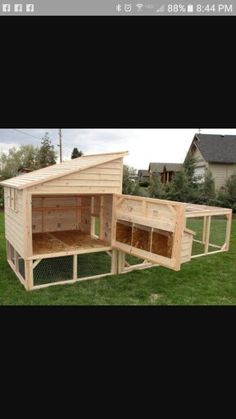 the chicken coop is made out of wood