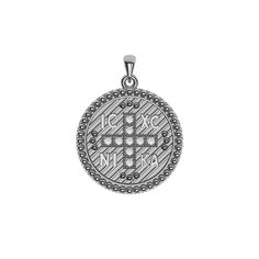 Our Round Byzantine Style Konstantinato Pendant With Pavé Cross is a stunning and elegant piece of jewelry. The pendant features the Konstantinato cross, a symbol of Greek Orthodox Christianity, with a pavé cross in the center. Available in solid gold or sterling silver, this pendant is perfect for those who appreciate quality craftsmanship and timeless design. Wear it as a symbol of faith or simply as a beautiful accessory. Byzantine Cross Necklace With Engraving, Engraved Byzantine White Gold Jewelry, Byzantine Style Engraved White Gold Jewelry, Engraved White Gold Byzantine Jewelry, Silver Byzantine Necklace, Greek Icons, Arabic Jewelry, Everyday Bracelet, Orthodox Christianity