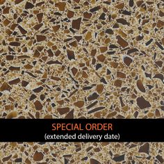 the words special order extended delivery date written in orange and brown on a black background