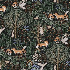 an animal themed wallpaper with trees and animals