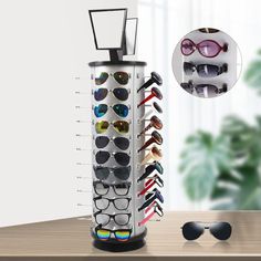 an eyeglass holder with sunglasses on it