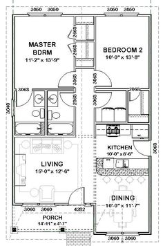 the floor plan for a two story house with an attached bedroom and living room area