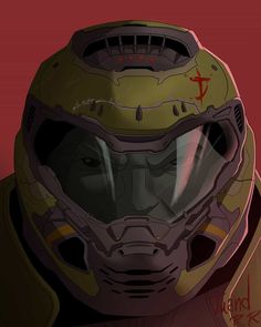 a close up of a helmet on a red background