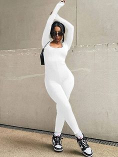 Material:Ribbed knit. 50%-70% Polyester.Features:Stretchy. long sleeve. solid color. scoop neck. bodycon. long pants. high waist. jumpsuits.Style: Casual Spring Long Sleeve Unitard, Spring Long Sleeve Unitard In Solid Color, Trendy Bodycon Long Sleeve Jumpsuits And Rompers, Long Sleeve High Stretch Solid Jumpsuits And Rompers, Long Sleeve Stretch Jumpsuits And Rompers, Winter Stretch Jumpsuits And Rompers In Solid Color, Casual Long Sleeve Bodycon Jumpsuits And Rompers, Casual Bodycon Jumpsuits And Rompers With Long Sleeves, Casual Long Sleeve Unitard For Fall