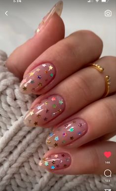 Disco Nails, New Years Eve Nails, Confetti Nails, Cute Simple Nails, Cute Summer Nails, Popular Nails, Star Nails, New Year's Nails, Fabulous Nails