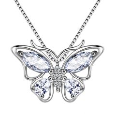 PRICES MAY VARY. ♥Butterfly Necklace Design♥:The butterfly pendant design features the love of flying with each other, and staying with your partner for a lifetime. Wearing a butterfly necklace expresses the yearning for freedom and also entrusts the hope for the future. ♥Material♥:Comes in genuine Hypoallergenic 925 sterling silver and AAA+ Cubic Zirconia,tarnish-resistant then can't be faded in a long time.Nickel free,lead free,cadmium free,safe for sensitive skin to wear on your neck. ♥Butter Butterflies Necklace, Amethyst Birthstone Necklace, Silver Butterflies, Citrine Birthstone, Peridot Birthstone, Rapper Jewelry, Hip Hop Bling, Amethyst Birthstone, Necklace Butterfly