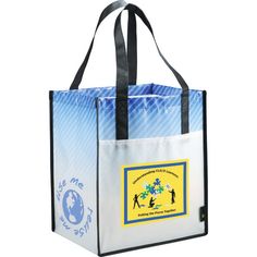 Laminated Non-Woven Striped Big Grocery Tote...Subtle striped print will make your logo pop with this durable grocery tote. Larger than most of our other bags, this model features a spacious open main compartment with 10" gusset, supportive bottom board and contrasting front pocket. Reinforced binding and handles add durability. Made of laminated non-woven material, this customizable bag is water resistant and wipes clean. With sufficient room to customize, choose a color and an imprint. Tech Bag, Make Your Logo, Travel Tote Bag