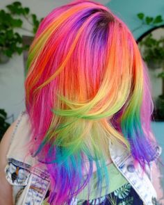 Long Layered Haircut, Haircut Highlights, Pretty Rainbow