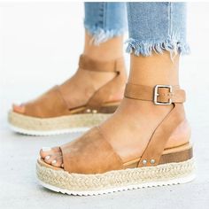 Strap Flatform Espadrille Sandals Shoes For Women High Heels, High Heel Flip Flops, Brown High Heels, Heeled Flip Flops, Rope Sandals, Women High Heels, Casual High Heels, Womens Gladiator Sandals, Wedges Shoes