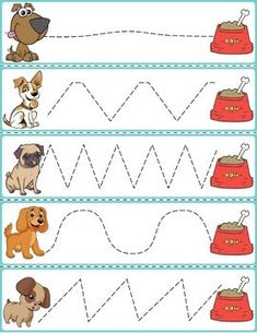 a printable worksheet for children to practice letter m with pictures of dogs