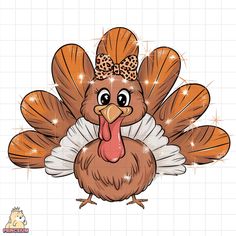 a turkey with a bow on it's head