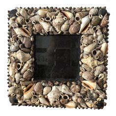 there is a frame made out of shells