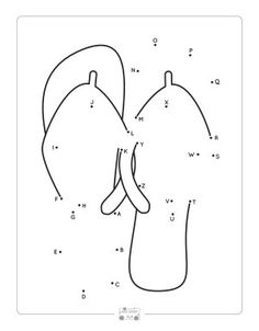 the printable coloring page for children to learn how to draw flip flops with numbers