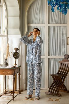 Cotton Pyjama Set, Sleepwear Women Comfy, Luxury Pjs, Pretty Pajamas, Designer Pajamas, India Shopping, Cotton Pajamas Women, Cute Pajama Sets, Natural Clothing