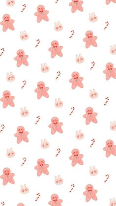 a white background with pink teddy bears and candy canes on it's sides