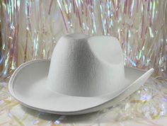 "This white cowboy hat is perfect for your to add your finishing touches! Decorate or wear as is! Use for festivals, wedding, DIY craft night, country music concerts, bridal showers or bachelorettes. 22\" around inside of hat PLEASE MESSAGE ME FOR ANY QUESTIONS OR SPECIAL REQUESTS!" Bride Cowgirl Hat, White Cowboy Hat, Country Music Concert, Country Music Concerts, Music Concerts, Chapeau Cowboy, Storing Craft Supplies, Bachelorette Party Bride, Christmas Parade