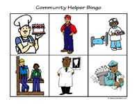 an image of community helper bingo game