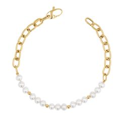 Luxury Pearl Beaded Bracelets With Pearl Chain, Luxury White Gold Pearl Chain Bracelet, Luxury Pearl Chain Bracelets For Women, Cheap Gold Bracelets With Pearl Chain, Luxury White Pearl Chain Beaded Bracelets, Cheap Pearl Chain Beaded Bracelets As Gift, Cheap Pearl Jewelry With Chain Detail, Luxury Yellow Gold Bracelets With Pearl Chain, Luxury Classic Bracelet With Pearl Chain